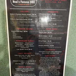 menu