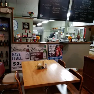Rock up counter and the largest table in the building