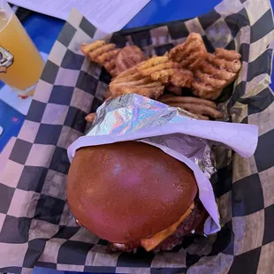Breakfast Burger &amp; Maple Waffle Fries