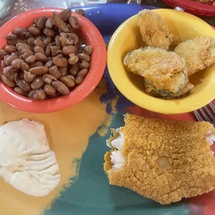 Catfish, brown beans &amp; fried squash