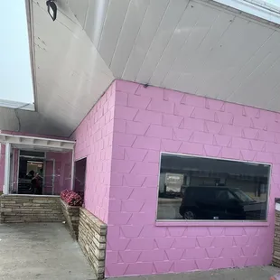 Iconic pink exterior