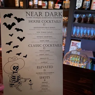 Drink menu
