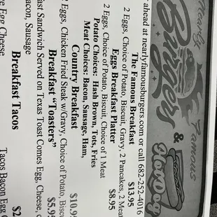 BREAKFAST menu