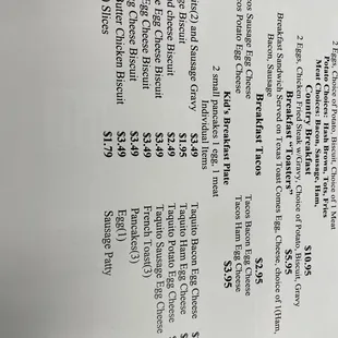 BREAKFAST menu 2