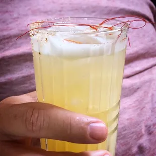 Twist on a pisco sour with spicy chili and saffron threads