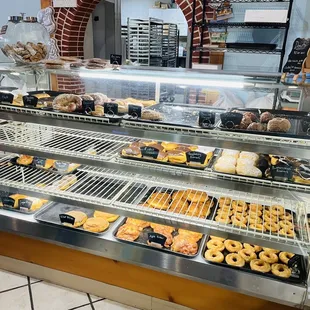 a display case full of donuts