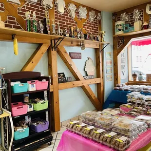 a display of baked goods