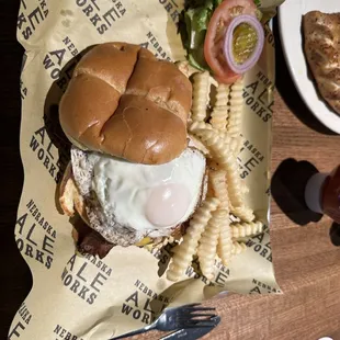 a burger and french fries