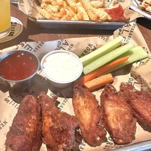 Naked (requested) wings with sauce on the side