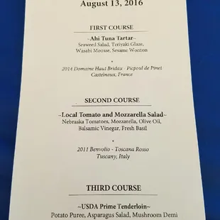 Event menu