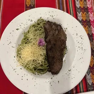 Pesto y bistec