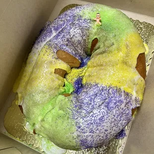 Mardi Gras king cake made from scratch from the folks a Nebu for this year's mardi gras. It was only $20 and super delicious!