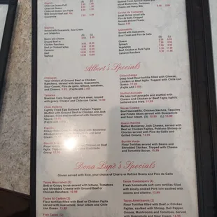 menu