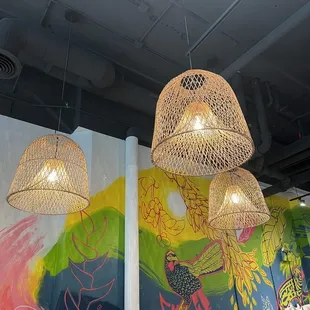 three hanging lamps