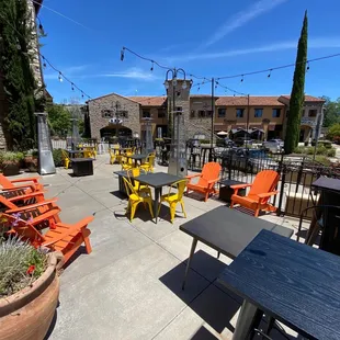 tables and chairs outside