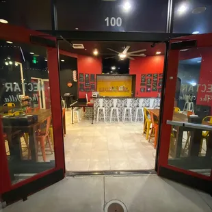 the entrance to the restaurant