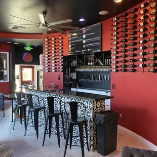 Cozy lounge with wine and beer