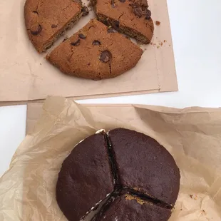 Whoopee pie and chocolate chip cookie to share 3 ways