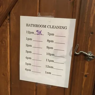 Bathroom cleaning schedule! Very nice!