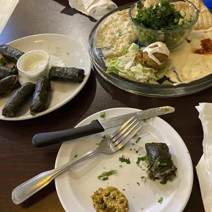 Combination appetizers Beef Grape Leaves