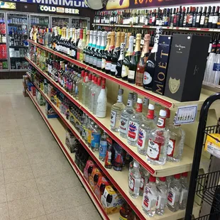 a liquor section in a store
