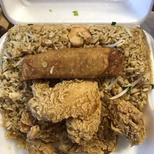 3 wing combination plate (upgrade shrimp fried rice and egg roll).