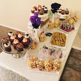 a variety of cupcakes on a table