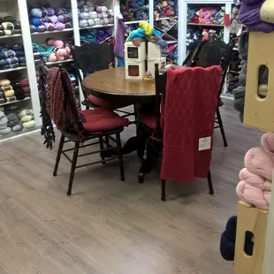 Our Yarn room! Alpaca, wool, silk, cotton,mohair, and more.