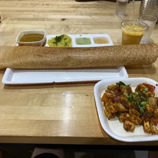 MANGO LASSI, EXTRA DOSA MASALA, PANEER CHILI DRY