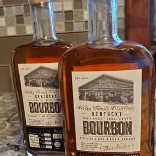 Our bourbon, hand written labels