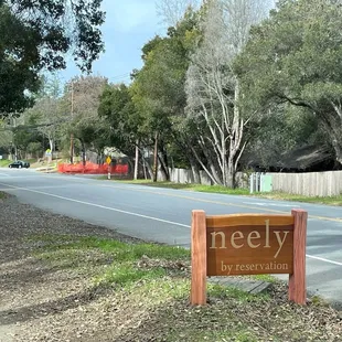 Neely Wines sign on Portola Road. By appointment only.
