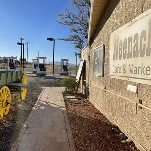 a wagon parked outside