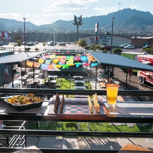 a view of the outdoor dining area