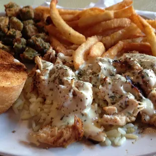 Lemon Pepper Chicken w/ Okra and Fries