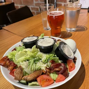 Cobb salad with ranch. Can't remember the name of the beer, pride something?