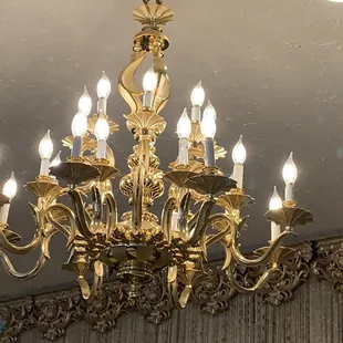 a chandelier in a restaurant