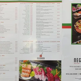 Exterior pages of the take-out menu