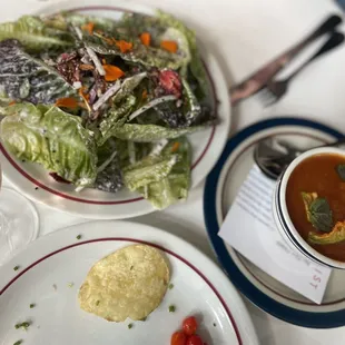 Little gems and tomato soup