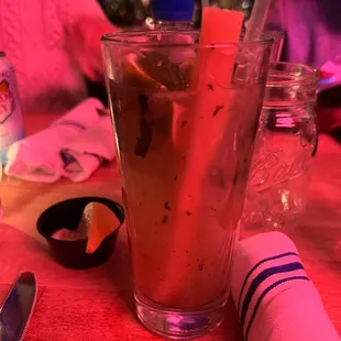 a drink in a glass on a table