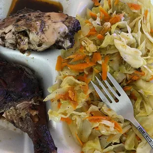Cabbage and Jerk Chicken 1/4 Dark