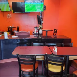 a view of the dining area