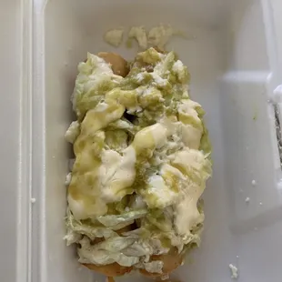 Chicken tacos but I call them taquitos. Three in an order but I ate one