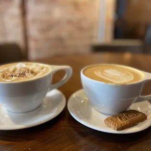 (L) Salted Carmel Latte - (R) Cookie Butter Latte
