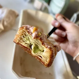 strawberry matcha croissant