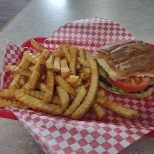 Cheeseburger and plenty of fries