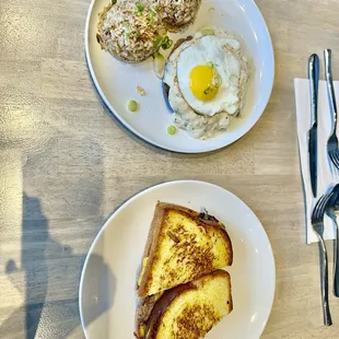 Chicken fried steak and chopped cheese sandwich