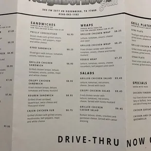 menu