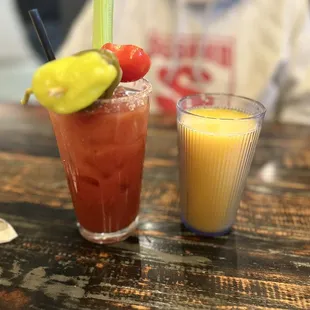Bloody Mary and orange juice