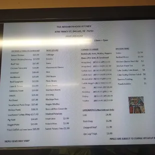 menu