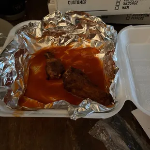 a piece of meat in foil